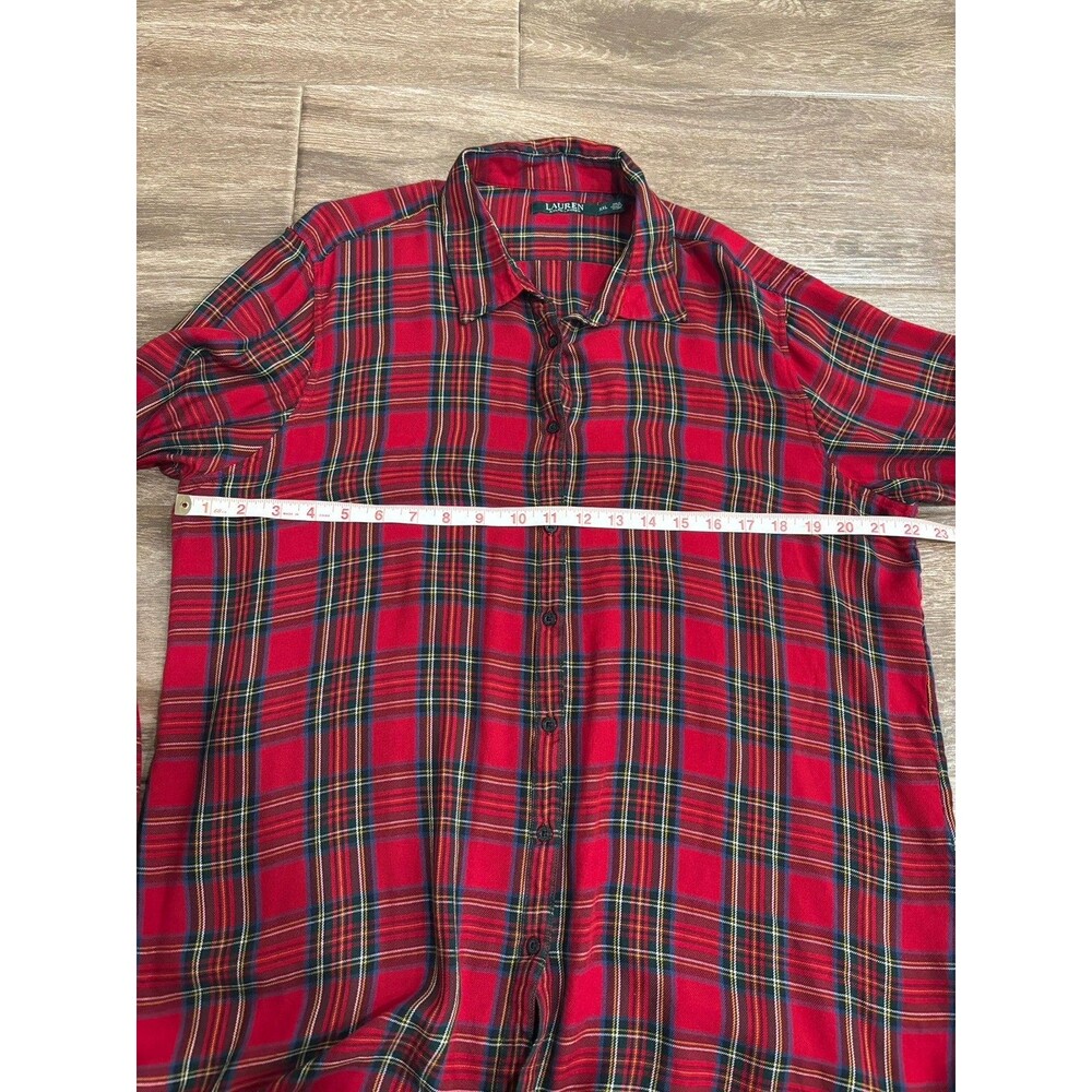 Lauren Ralph Lauren Women’s XXL Tartan Plaid Lightweight Buttondown Red Shirt - Picture 5 of 6